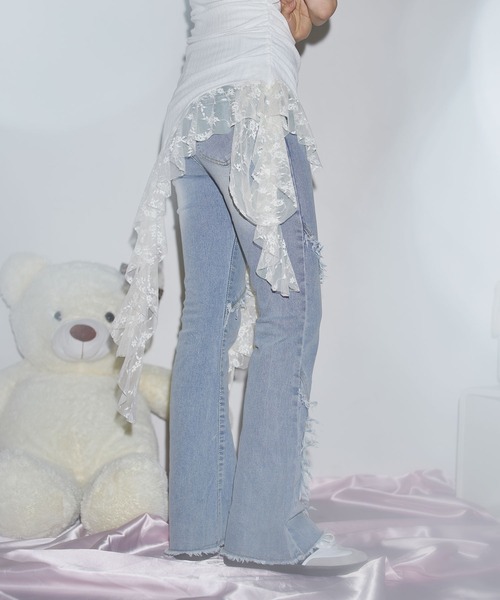 MSGirl(エムエスジーガール)の「フリンジフレアデニムパンツ(デニムパンツ・レディース・ブルー・S/M/L)」の22枚目の写真