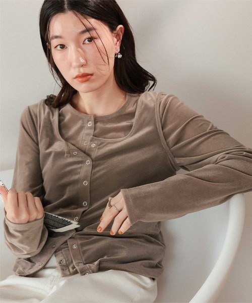 シアーベロアカーディガン（カーディガン/ボレロ）｜titivate