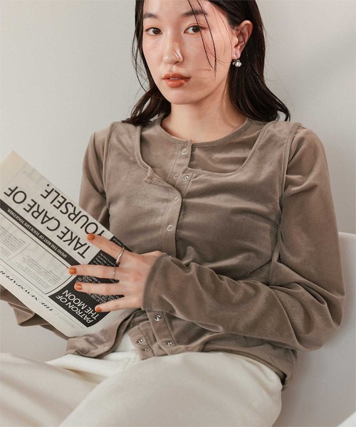 セール】シアーベロアカーディガン（カーディガン/ボレロ）｜titivate