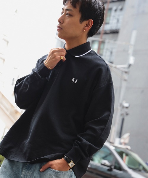 FRED PERRY（フレッドペリー）の「【別注】FRED PERRY / SINGLE TIP RELAX PIQUE TEXTURE SHIRT（ポロシャツ・メンズ・ネイビー/ブラック/ダークグリーン・X-LARGE/LARGE/MEDIUM/SMALL）」の2枚目の写真