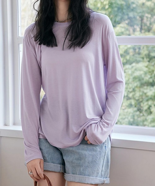 by LEGNA(バイレグナ)の「ナチュラル美人Tシャツ(Tシャツ/カットソー・レディース・ライトブルー/ブラック/杢グレー/ラベンダー/ベージュ/ホワイト・FREE)」の6枚目の写真
