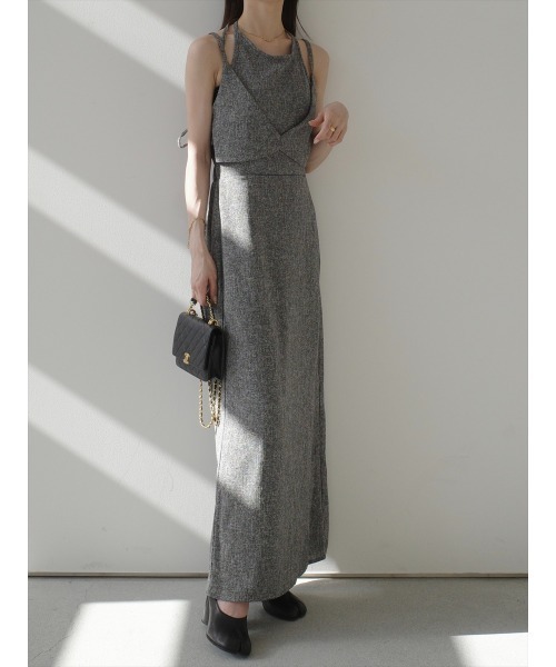 amel（エイメル）の「レイヤードデザインツイードドレス / グレー（ワンピース・レディース・グレー・FREE）」の3枚目の写真