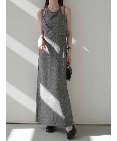 amel（エイメル）の「レイヤードデザインツイードドレス / グレー（ワンピース・レディース・グレー・FREE）」の5枚目の写真
