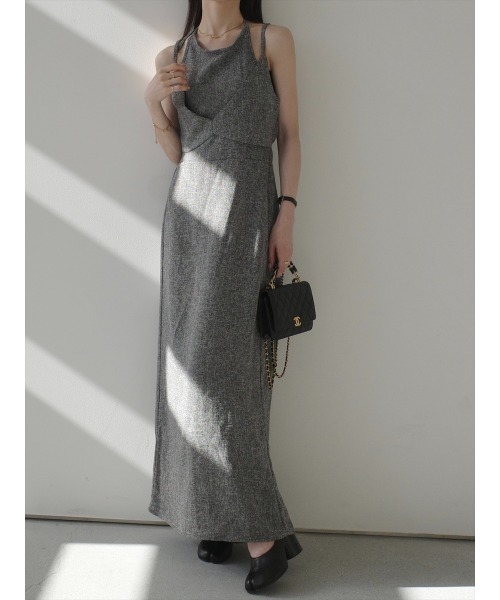 amel（エイメル）の「レイヤードデザインツイードドレス / グレー（ワンピース・レディース・グレー・FREE）」の6枚目の写真