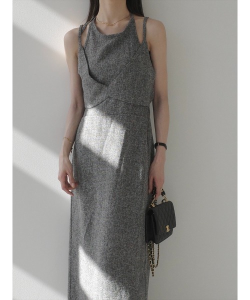 amel（エイメル）の「レイヤードデザインツイードドレス / グレー（ワンピース・レディース・グレー・FREE）」の7枚目の写真