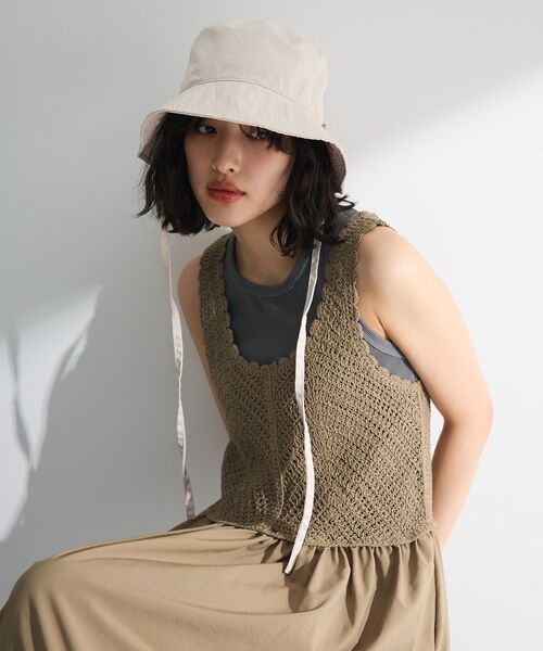 Green Parks(グリーンパークス)の「・リボンアドヴェンチャーハット(ハット・レディース・カーキ/ブラック/ダークベージュ/アイボリー・FREE)」の14枚目の写真