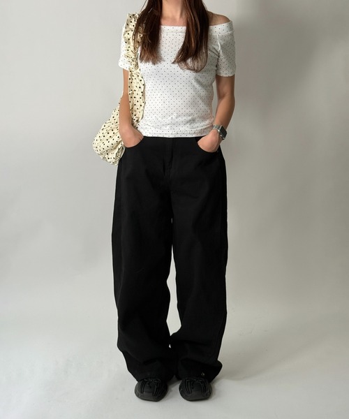 by muni:r（バイ ムニール）の「【着用動画あり・2色・2サイズ展開】サイドスリットスナップパンツ（その他パンツ・レディース・ブラック/ベージュ・SMALL/MEDIUM）」の15枚目の写真