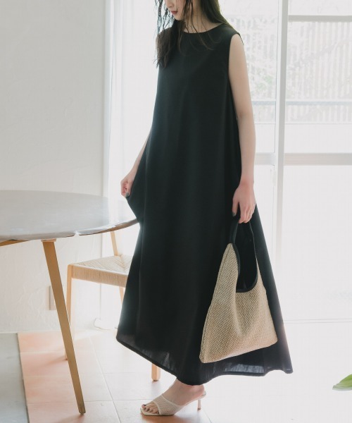 slattgir（スラットジール）の「高身長　ノースリーブフレアマキシワンピース（トールサイズ）Essenave≪動画あり≫（ワンピース・レディース・パープル/ブラック・T5L/T4L/T3L/TM/TL/TLL）」の6枚目の写真