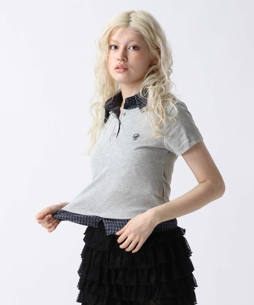 FOREVER 21（フォーエバー トゥエンティーワン）の「【2025SS】レイヤード風ポロＴ（ポロシャツ・レディース・ブラック/グレー・FREE）」の21枚目の写真