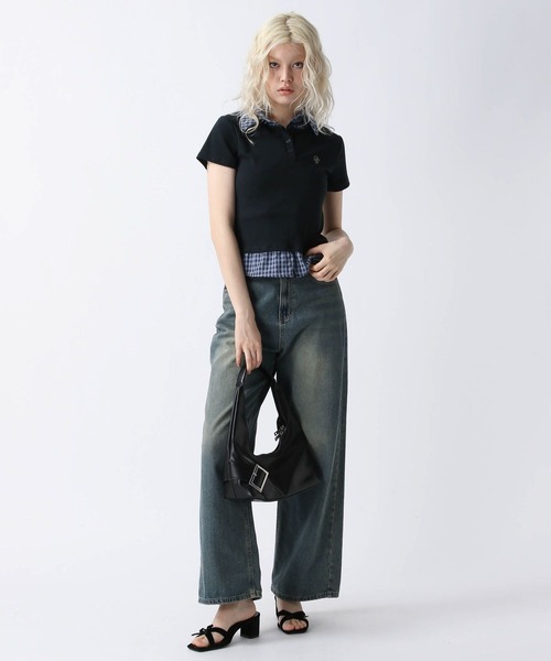 FOREVER 21（フォーエバー トゥエンティーワン）の「【2025SS】レイヤード風ポロＴ（ポロシャツ・レディース・ブラック/グレー・FREE）」の18枚目の写真