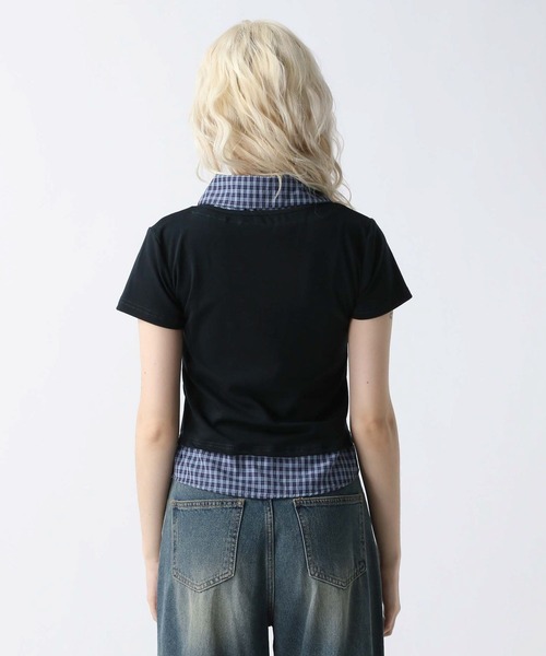 FOREVER 21（フォーエバー トゥエンティーワン）の「【2025SS】レイヤード風ポロＴ（ポロシャツ・レディース・ブラック/グレー・FREE）」の13枚目の写真