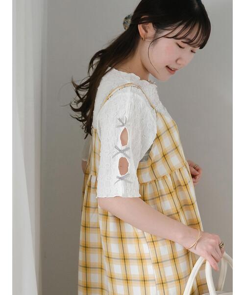 ehka sopo（エヘカソポ）の「袖リボンカットソー（Tシャツ/カットソー・レディース・キナリ/ブラック/グレー・F）」の2枚目の写真