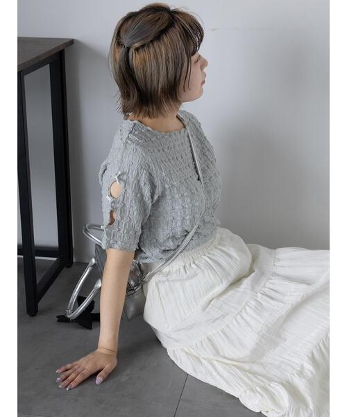 ehka sopo（エヘカソポ）の「袖リボンカットソー（Tシャツ/カットソー・レディース・キナリ/ブラック/グレー・F）」の20枚目の写真