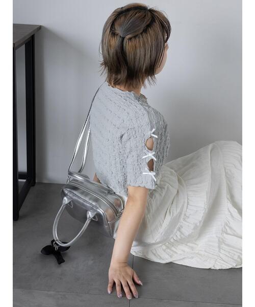 ehka sopo（エヘカソポ）の「袖リボンカットソー（Tシャツ/カットソー・レディース・キナリ/ブラック/グレー・F）」の21枚目の写真