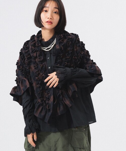 BEAMS BOY フリルチェックストール BEAMS BOY（ビームスボーイ）の「フリル チェック ストール