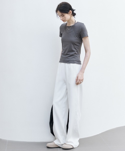 tageechita(タジチタ)の「【tageechita】ホルターネックレイヤードTシャツセット(Tシャツ/カットソー・レディース・アイボリー/チャコールグレー/ライトブルーグレー・S/M/L)」の4枚目の写真