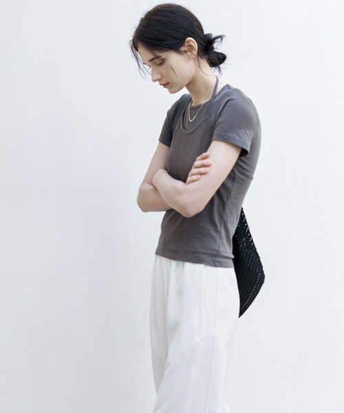 tageechita(タジチタ)の「【tageechita】ホルターネックレイヤードTシャツセット(Tシャツ/カットソー・レディース・アイボリー/チャコールグレー/ライトブルーグレー・S/M/L)」の6枚目の写真