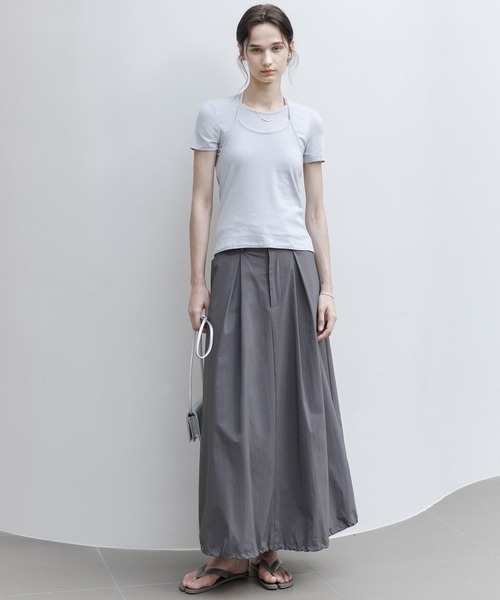 tageechita(タジチタ)の「【tageechita】ホルターネックレイヤードTシャツセット(Tシャツ/カットソー・レディース・アイボリー/チャコールグレー/ライトブルーグレー・S/M/L)」の7枚目の写真