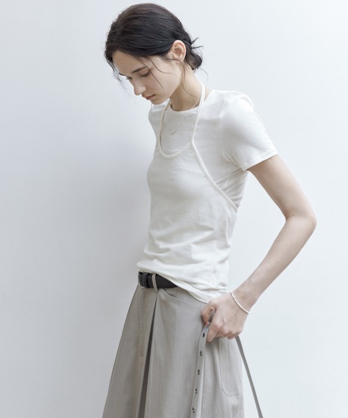 tageechita(タジチタ)の「【tageechita】ホルターネックレイヤードTシャツセット(Tシャツ/カットソー・レディース・アイボリー/チャコールグレー/ライトブルーグレー・S/M/L)」の19枚目の写真