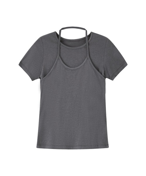 tageechita(タジチタ)の「【tageechita】ホルターネックレイヤードTシャツセット(Tシャツ/カットソー・レディース・アイボリー/チャコールグレー/ライトブルーグレー・S/M/L)」の22枚目の写真