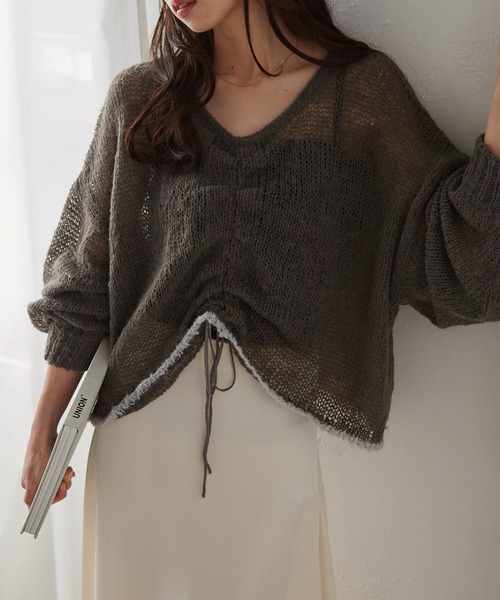 RANAN(ラナン)の「シアーモヘア2WAYギャザーニット(ニット/セーター・レディース・アイボリー/ピンク/ライトグレー/チャコール・M/L/LL)」の18枚目の写真