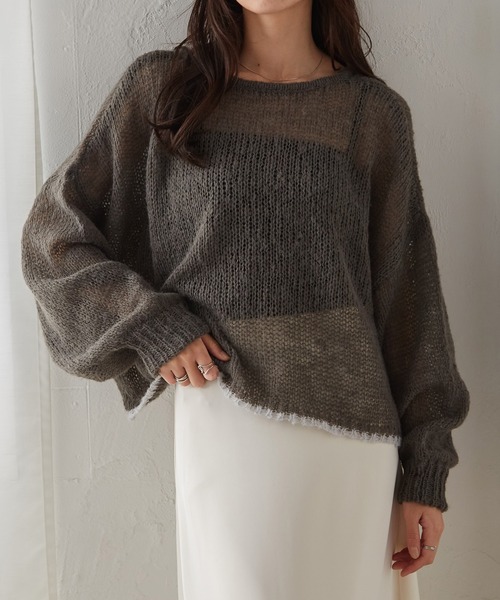 RANAN(ラナン)の「シアーモヘア2WAYギャザーニット(ニット/セーター・レディース・アイボリー/ピンク/ライトグレー/チャコール・M/L/LL)」の20枚目の写真