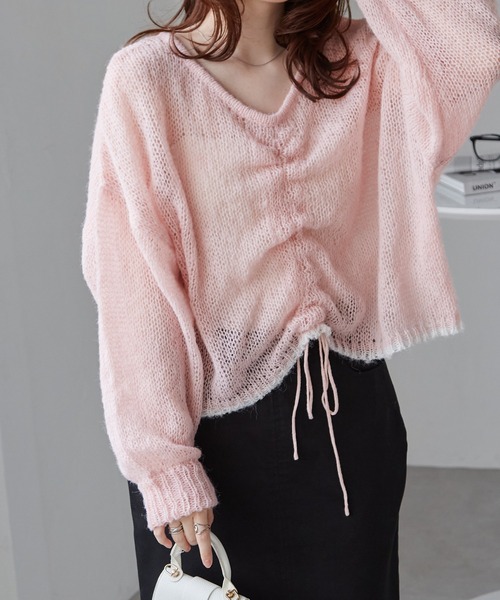 RANAN(ラナン)の「シアーモヘア2WAYギャザーニット(ニット/セーター・レディース・アイボリー/ピンク/ライトグレー/チャコール・M/L/LL)」の5枚目の写真