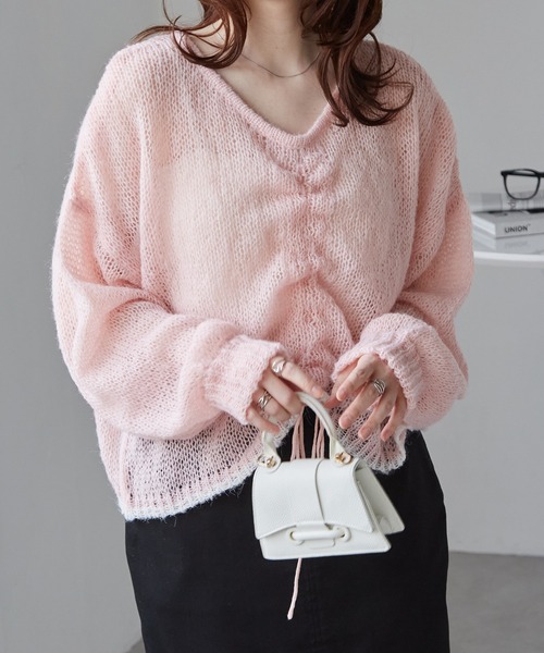 RANAN(ラナン)の「シアーモヘア2WAYギャザーニット(ニット/セーター・レディース・アイボリー/ピンク/ライトグレー/チャコール・M/L/LL)」の6枚目の写真