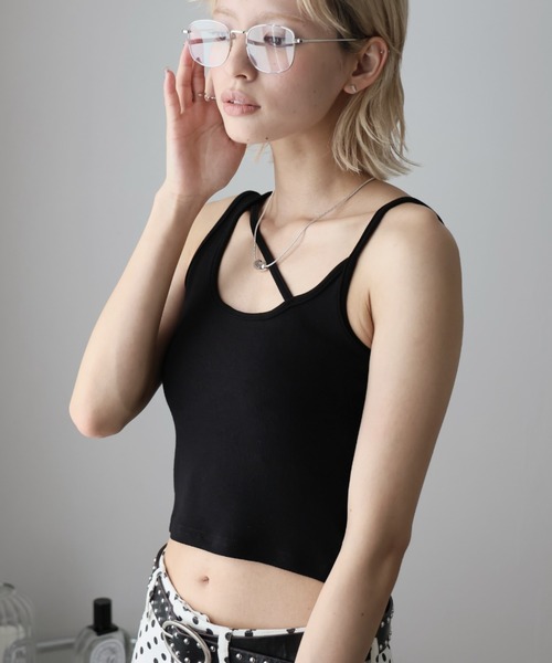 Girly Doll(ガーリードール)の「アシンメトリータンクトップ(タンクトップ・レディース・ブラック/ホワイト/ブラウン・F)」の6枚目の写真