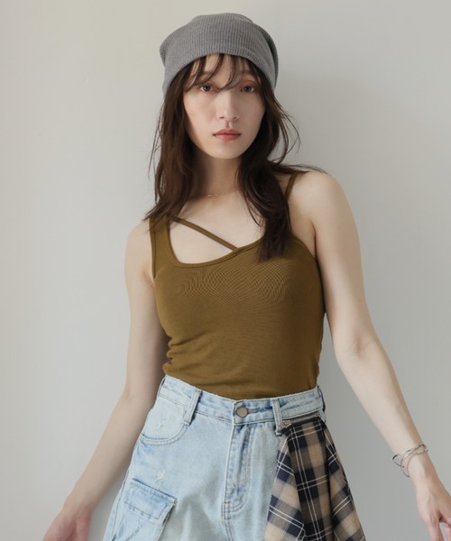 Girly Doll(ガーリードール)の「アシンメトリータンクトップ(タンクトップ・レディース・ブラック/ホワイト/ブラウン・F)」の21枚目の写真
