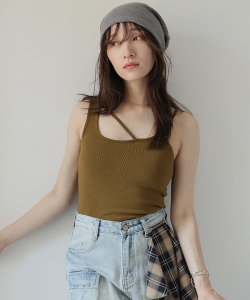 Girly Doll(ガーリードール)の「アシンメトリータンクトップ(タンクトップ・レディース・ブラック/ホワイト/ブラウン・F)」の22枚目の写真