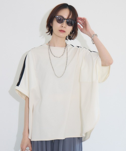 Paradise Picnic（パラダイスピクニック）の「ショルダーラインプルオーバー（Tシャツ/カットソー・レディース・アイボリー/ブラック/チャコールグレー・FREE）」の2枚目の写真