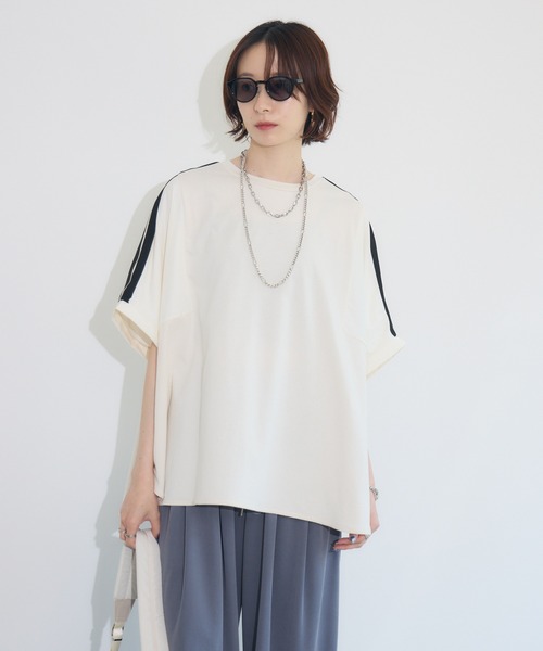 Paradise Picnic（パラダイスピクニック）の「ショルダーラインプルオーバー（Tシャツ/カットソー・レディース・アイボリー/ブラック/チャコールグレー・FREE）」の20枚目の写真