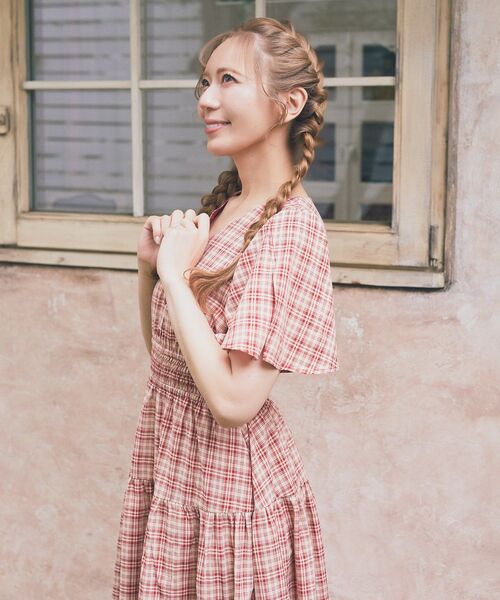 セール】スリットスリーブチェックワンピース（ワンピース）｜Areeam