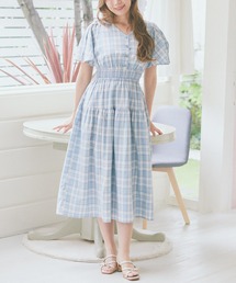 【蒼羅さま】　areeamギンガムチェックワンピース あいにゃん アリーム 緑 蒼羅さま】 areeamギンガムチェックワンピース あいにゃん