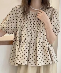 ドット」に該当するシャツ/ブラウス（ベージュ系）ファッション