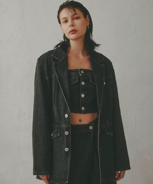 SOMETHING（サムシング）の「【GISELe 10月号掲載】atelier SOMETHING DENIM BLAZER/アトリエサムシングデニムブレザー（その他アウター・レディース・ブラック系その他/ブルー/ライトインディゴブルー/ブルー系その他/ブラウン・FREE）」の2枚目の写真