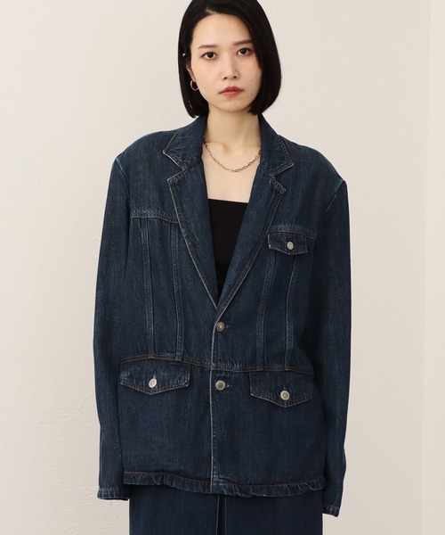 SOMETHING（サムシング）の「【GISELe 10月号掲載】atelier SOMETHING DENIM BLAZER/アトリエサムシングデニムブレザー（その他アウター・レディース・ブラック系その他/ブルー/ライトインディゴブルー/ブルー系その他/ブラウン・FREE）」の5枚目の写真