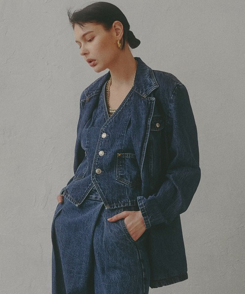 SOMETHING（サムシング）の「【GISELe 10月号掲載】atelier SOMETHING DENIM BLAZER/アトリエサムシングデニムブレザー（その他アウター・レディース・ブラック系その他/ブルー/ライトインディゴブルー/ブルー系その他/ブラウン・FREE）」の9枚目の写真