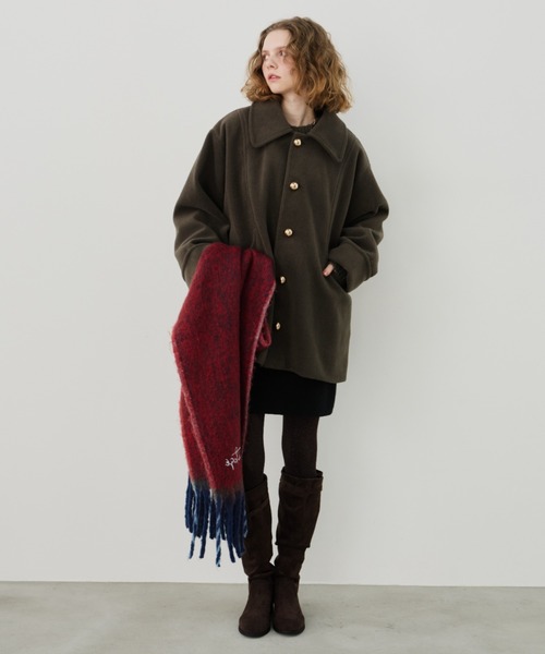 Unitage 金釦ミドルコート ブラウン 金釦ミドルコート（ステンカラーコート）｜Unitage（ユニテージ）の