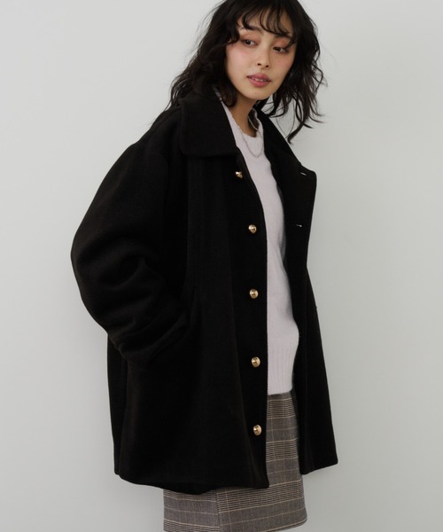 セール】金釦ミドルコート（ステンカラーコート）｜Unitage