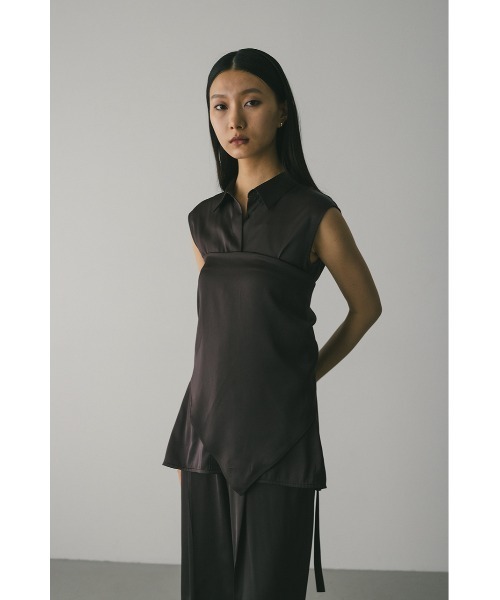 STYLEMIXER(スタイルミキサー)の「サテンスカーフ(バンダナ/スカーフ・レディース・ブラウン/アイボリー・FREE)」の2枚目の写真