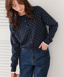 CEaRET　カシミヤ混　ショート丈　カーディガン　ドット　ブラック　水玉　2 CEaRET カシミヤ混 ショート丈 カーディガン ドット ブラック 水玉 2