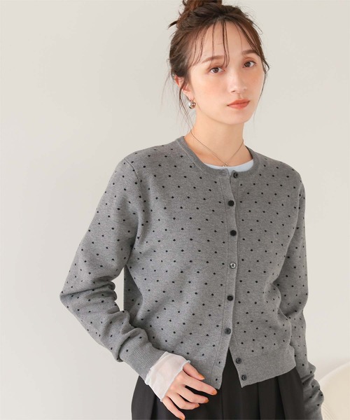 titivate（ティティベイト）の「ドットジャガードニットカーディガン（カーディガン/ボレロ・レディース・ネイビー/ライトベージュ/ブラック/グレー/ブラウン・M/L）」の19枚目の写真