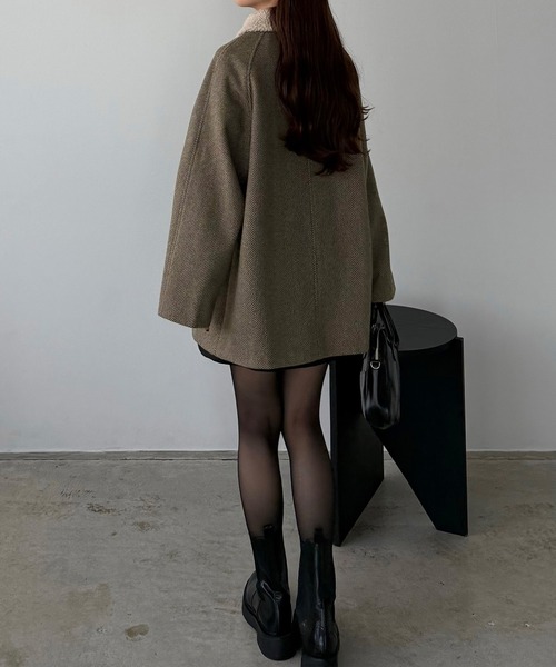 セール】ボアカラーミドルコート（ステンカラーコート）｜callautia