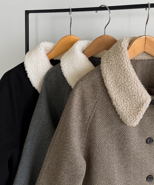 セール】ボアカラーミドルコート（ステンカラーコート）｜callautia