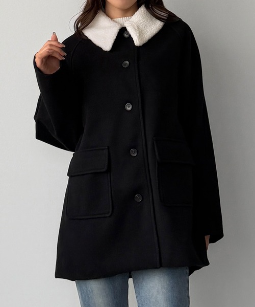 ボアカラーミドルコート（ステンカラーコート）｜callautia