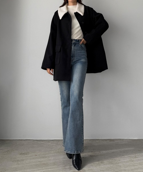 ボアカラーミドルコート（ステンカラーコート）｜callautia