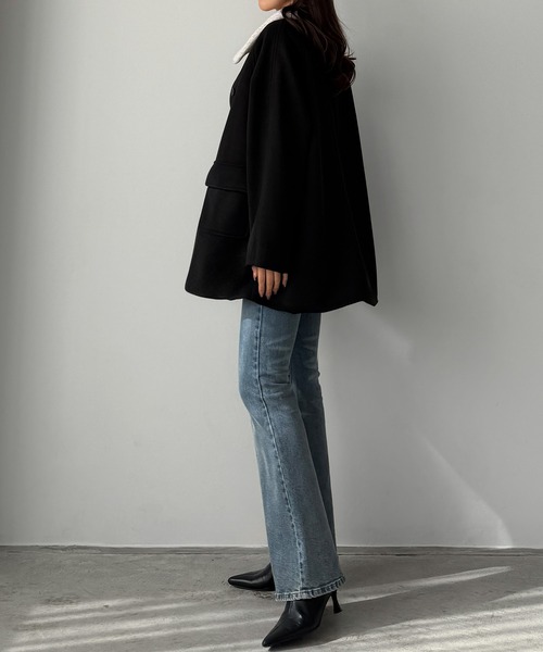 callautia（カラウティア）の「ボアカラーミドルコート（ステンカラーコート・レディース・ダークグレー/ブラウン/ブラック・X-LARGE/SMALL/MEDIUM/LARGE）」の20枚目の写真