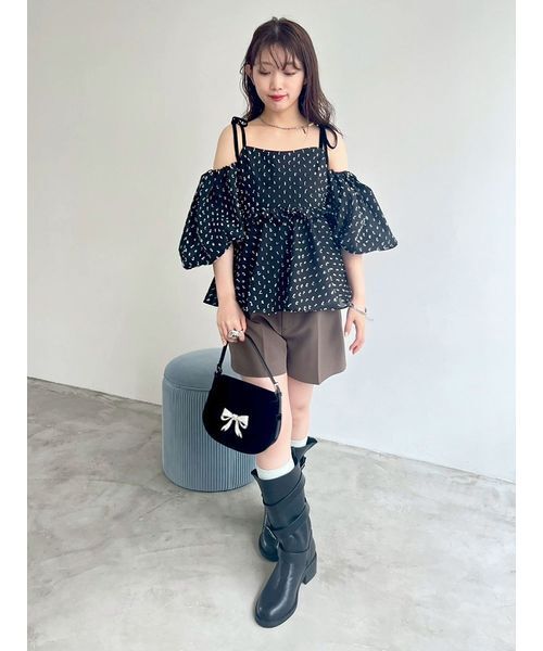 LILY BROWN（リリーブラウン）の「[L.B CANDY STOCK]ビジューラウンド2wayミニバッグ（ハンドバッグ・レディース・アイボリー/ブラック/ドット・F）」の22枚目の写真